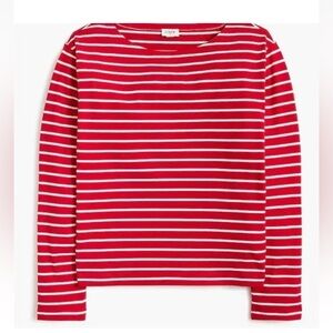 NWT J. Crew Factory Red & White Striped Long Sleeve Tee, CA967, Size Small